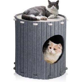 Cat House for Indoor Cat - Covered Cat Bed & Furniture with Scratch Pad Foldable Cat Hideaway for Multi Small Pet Kitten