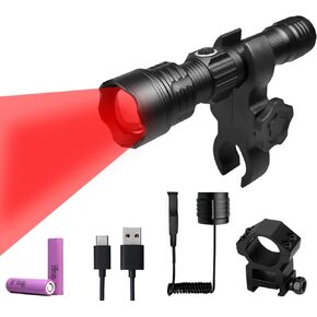 Coyote Hunting Light,Red Light for Hunting,Red,Green,Blue,White 4 in 1 Light for Coyote,Hog,Coon,Predator,Sniper,Scope,Hunting Lights
