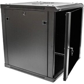 NavePoint 12U Deluxe IT Wallmount Cabinet Enclosure 19-Inch Server Network Rack with Locking Glass Door 24-Inches Deep Black with Shelves