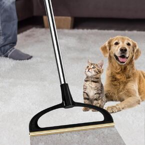 Carpet Rake for Pet Hair Removal, Reusable Pet Hair Removal Broom with 56" Long Handle, Carpet Cat Dog Hair Remover Tool Carpet Scraper for Rugs, Mats, Couch, Furniture