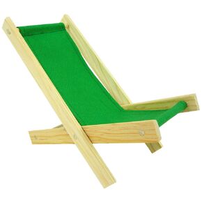Wooden Toy Folding Camping Chair, Green Fabric for Dolls, Stuffed Animals, Action Figures