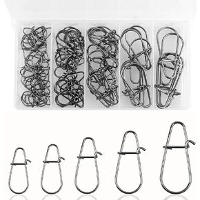 Crankbait Snaps Fishing Clips Set for Bass Lure,100pcs/250 Stainless Steel Fishing Snap Duo Lock Quick Change Speed Clips Fishing Hook Lure Connector Fishing Tackle Saltwater Freshwater
