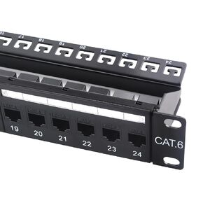 Cable Matters 1U 19-Inch 24-Port 10Gbps Cat6 Ethernet Patch Panel with Inline Keystone and Cable Management Bar, Rackmount or Wall Mount Network Patch Panel / RJ45 Patch Panel