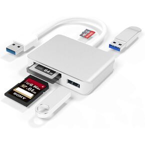 USB 3.0 XQD Card Reader SD(HC/XC) TF Card Reader with USB3.0x2 Fast Speed Up to 5Gbps,Compatible with Sony G&M Series XQD Memory Card Reader and TF/SD/SDHC Cards, for Windows/Mac OS【Upgraded Version】