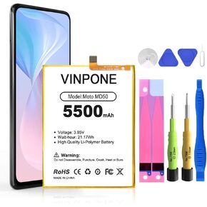 for Moto G Stylus 5G 2021 Battery, [Upgraded] High Capacity 5500mAh Li-Polymer Replacement MD50 Battery for Moto G Stylus 4G (XT2211 / 2022) / G Stylus 5G (XT2215 / 2022) with Repair Tool Kit