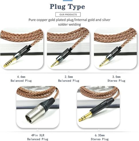 كابل ترقية GUcraftsman 6N نحاسي كريستالي واحد 3.5 مم/4.4 مم/4 سنون XLR كابل سماعة الرأس لـ HIFIMAN SUSVARA Ananda Arya SUNDARA Edition XS HE1000se HE5se HE6se (قابس 4Pin XLR، اثنان 3.5 مم) in Kuwait