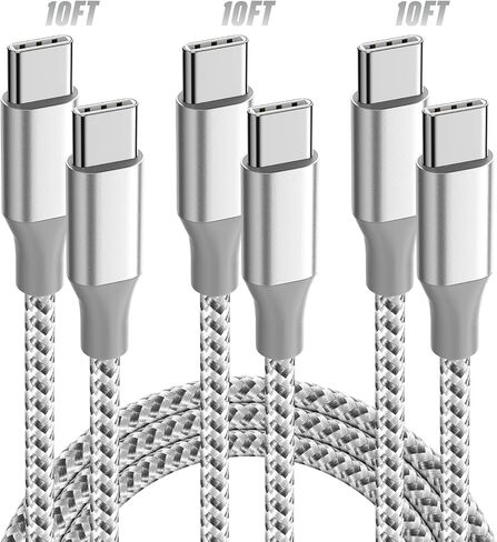 3 Pack 10FT USB C to USB C Cable Type C Charger Cable Nylon Braided Type C 60W in Saudi Arabia
