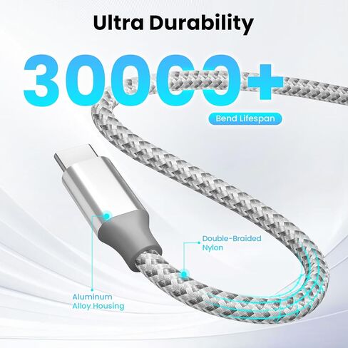 3 Pack 10FT USB C to USB C Cable Type C Charger Cable Nylon Braided Type C 60W in Saudi Arabia