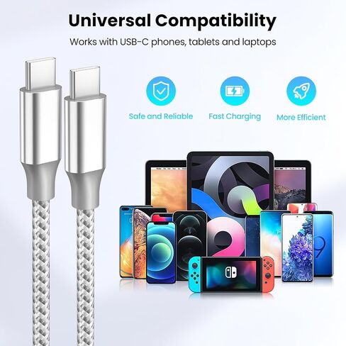 3 Pack 10FT USB C to USB C Cable Type C Charger Cable Nylon Braided Type C 60W in Saudi Arabia
