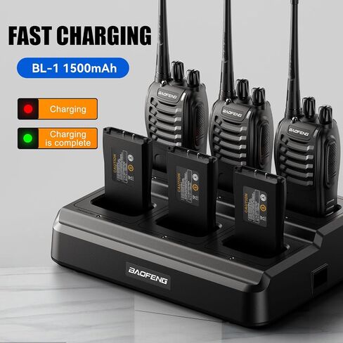 أجهزة اتصال لاسلكية طويلة المدى من BAOFENG BF-888S مع سماعات رأس، 6 عبوات وشاحن بستة اتجاهات - أجهزة راديو هام 16 قناة، أجهزة راديو محمولة قابلة لإعادة الشحن في اتجاهين مع مصباح يدوي، بطارية ليثيوم أيون وشاحن in Saudi Arabia