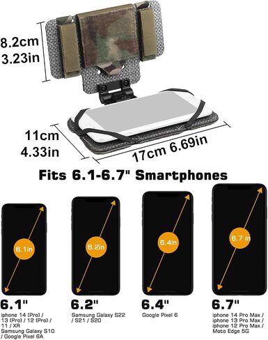 Tactical Plate Carrier MOLLE Vest Phone Holder Universal Cell Phone Chest Mount Pouch Adjustable Foldable Navigation Phone Board Attachment for 4.7"-6.7" Outdoor Sports Military (Camo) in Kuwait
