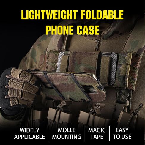 Tactical Plate Carrier MOLLE Vest Phone Holder Universal Cell Phone Chest Mount Pouch Adjustable Foldable Navigation Phone Board Attachment for 4.7"-6.7" Outdoor Sports Military (Camo) in Kuwait