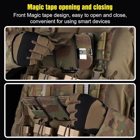 Tactical Plate Carrier MOLLE Vest Phone Holder Universal Cell Phone Chest Mount Pouch Adjustable Foldable Navigation Phone Board Attachment for 4.7"-6.7" Outdoor Sports Military (Camo) in Kuwait