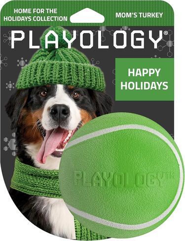 Playology Squeaky Chew Ball Holiday Themed Toy for Dogs - Engaging All Natural Grandma's Gravy Scent Dog Toy, Red Dog Toy for Extra Large Dogs - Squeak, Fetch, and Play! in Kuwait
