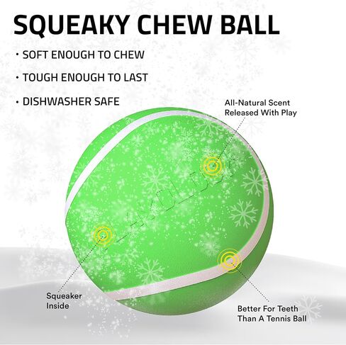 Playology Squeaky Chew Ball Holiday Themed Toy for Dogs - Engaging All Natural Grandma's Gravy Scent Dog Toy, Red Dog Toy for Extra Large Dogs - Squeak, Fetch, and Play! in Kuwait