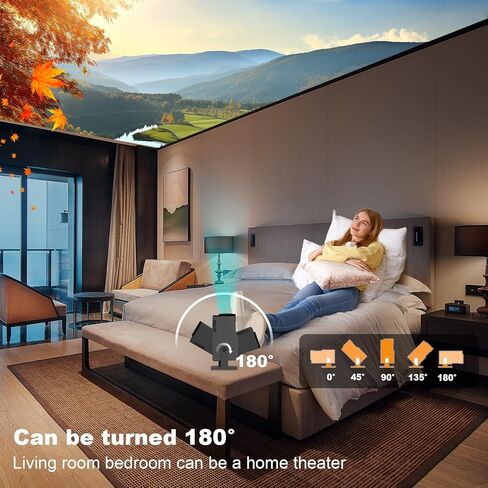 HY320 Mini Projector,Support 4K 1080P Portable Projector with Dual Band WIFI6 Bluetooth 5.0 Android 11, 200 ANSI Lumens, 180° Rotatable, Auto Keystone Correction, 85"-130" Screen Video Projector in Kuwait