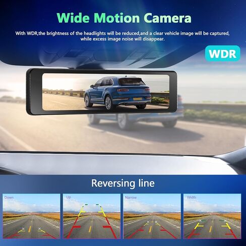 Podofo 11.26" IPS Wireless CarPlay Mirror Dash Cam Touch Screen Front & Rear View Camera Car Driving Recorder with Android Auto ADAS Voice Control FM Transmitter Backup Camera Loop Record 64G Card in Saudi Arabia
