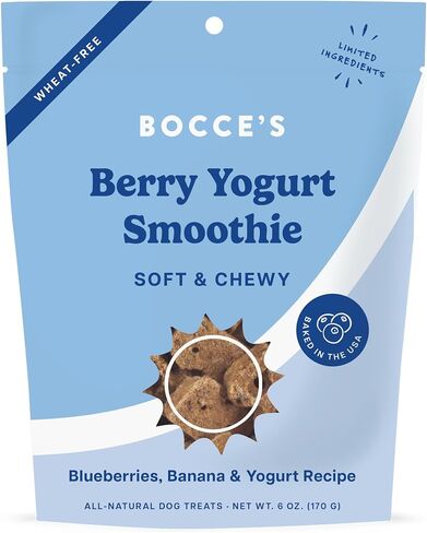 Bocce's Bakery Berry Smoothie Wellness Treats for Dogs, Wheat-Free Everyday Dog Treats, Made with Real Ingredients, Baked in The USA, All-Natural Soft & Chewy Cookies, 6 oz in Saudi Arabia