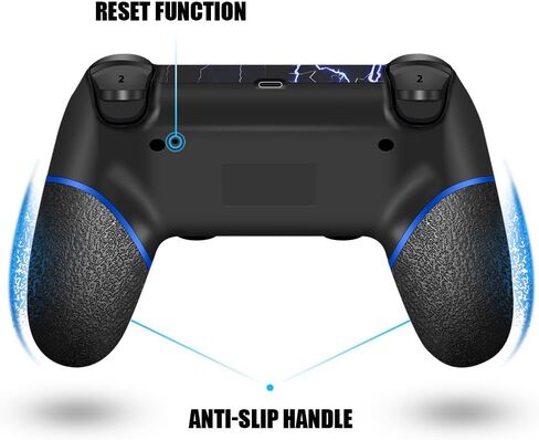 AceGamer 2 Pack لوحدة تحكم PS4، وحدات تحكم لاسلكية لأجهزة PS4/Pro/Slim/PC، مع قبضة غير قابلة للانزلاق من كلا الجانبين وكابلين USB-C! (أسود * 2) in Saudi Arabia