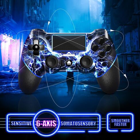 AceGamer 2 Pack لوحدة تحكم PS4، وحدات تحكم لاسلكية لأجهزة PS4/Pro/Slim/PC، مع قبضة غير قابلة للانزلاق من كلا الجانبين وكابلين USB-C! (أسود * 2) in Saudi Arabia