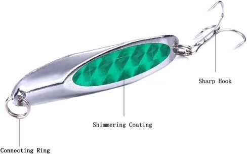 OriGlam 5pcs Fishing Lures Metal Spoons Hard Baits, Metal Fishing Lure Spinner Baits Fishing Spoons, Fishing Trout Lures Pike Trout Spoons for Salmon Trout Bass Pike in Saudi Arabia