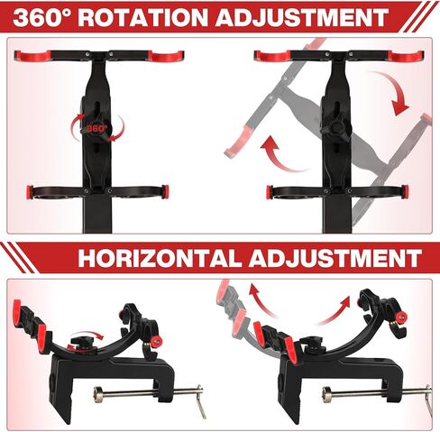 Fishing Rod Holders for Boat,Fishing Rod Holder with Enlarge Clamp can Hold 0.2"-5", Accommodate 2 Fishing Rods,360 Degree Adjustable Folding Holder,Fishing Present for Men in Kuwait