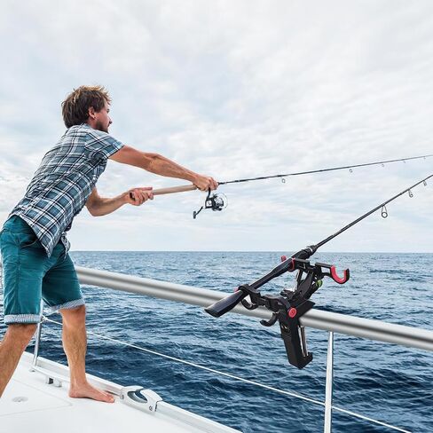 Fishing Rod Holders for Boat,Fishing Rod Holder with Enlarge Clamp can Hold 0.2"-5", Accommodate 2 Fishing Rods,360 Degree Adjustable Folding Holder,Fishing Present for Men in Kuwait