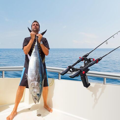 Fishing Rod Holders for Boat,Fishing Rod Holder with Enlarge Clamp can Hold 0.2"-5", Accommodate 2 Fishing Rods,360 Degree Adjustable Folding Holder,Fishing Present for Men in Kuwait