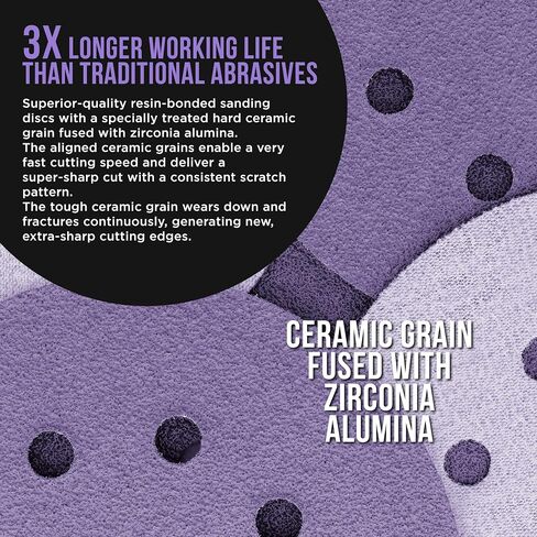 Dura-Gold Premium 400 Grit 5" Purple Film Ceramic Sanding Discs, 8-Hole Pattern, Box of 50 - Dustless Hook & Loop Backing Sandpaper for DA & Random Orbital Sanders - Sand Auto Paint, Wood, Woodworking in Kuwait