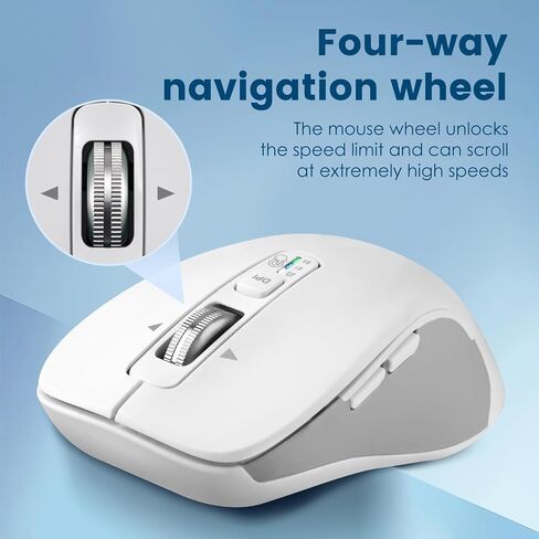 ماوس بلوتوث لاسلكي (USB + BT1 + BT2)، ماوس بالحجم الكامل، تمرير بأربعة اتجاهات، ماوس صامت متعدد الأجهزة للكمبيوتر والكمبيوتر المحمول والآيباد وماك بوك (أسود) in Kuwait