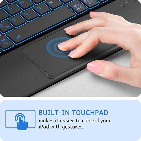 CACOE Case Keyboard Compatible with iPad 10th Generation, Keyboard Compatible with iPad 10 10.9 inch 2022 A2757/A2777 with Touchpad, 7-Color Lighting Detachable Wireless Keyboard, Navy Blue in Saudi Arabia