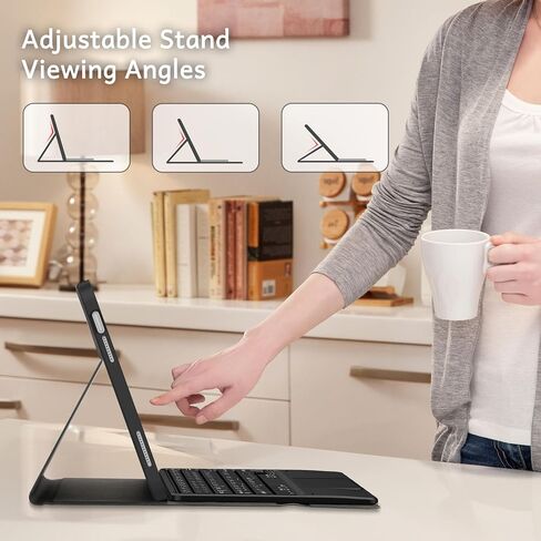 CACOE Case Keyboard Compatible with iPad 10th Generation, Keyboard Compatible with iPad 10 10.9 inch 2022 A2757/A2777 with Touchpad, 7-Color Lighting Detachable Wireless Keyboard, Navy Blue in Saudi Arabia