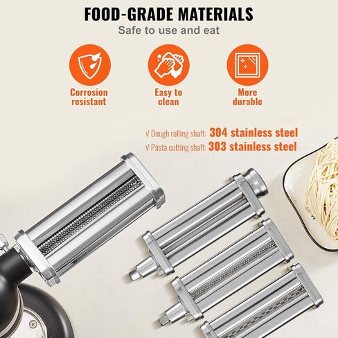 VEVOR Patsa Roller Attchemnt for KitchenAid Stand Mixer, Stainless Steel Pasta Maker Attachment, Pasta Maker Machine Accessory with 8 Adjustable Thickness Knob, KitchenAid Pasta Attachment by VEVOR in Saudi Arabia
