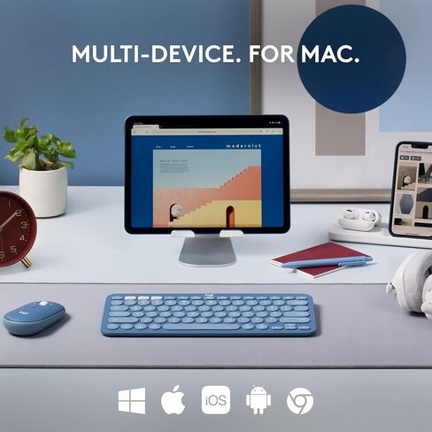 لوحة مفاتيح بلوتوث متعددة الأجهزة من لوجيتك K380 لجهاز Mac مع ملف تعريف نحيف مدمج، سهل التبديل، بطارية لمدة عامين، متوافق مع MacBook Pro/Air/iMac/iPad - Blueberry (متجدد) in Saudi Arabia