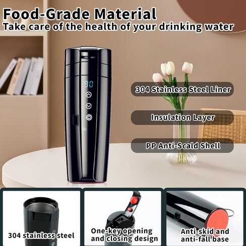 Portable Electric Hot Water Kettle, Quick Boiling Personal Tea Maker for Car & Travel, 350mL 12V Small Coffee Boiler, 304 Stainless Steel in Saudi Arabia