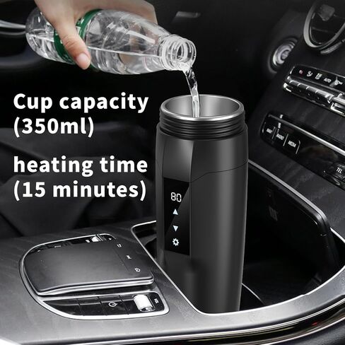 Portable Electric Hot Water Kettle, Quick Boiling Personal Tea Maker for Car & Travel, 350mL 12V Small Coffee Boiler, 304 Stainless Steel in Saudi Arabia