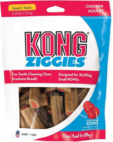KONG - Ziggies - Teeth Cleaning Dog Treats Classic Rubber Toys - Chicken Flavor for Small Dogs (7 Ounce) in Saudi Arabia