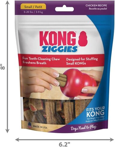 KONG - Ziggies - Teeth Cleaning Dog Treats Classic Rubber Toys - Chicken Flavor for Small Dogs (7 Ounce) in Saudi Arabia