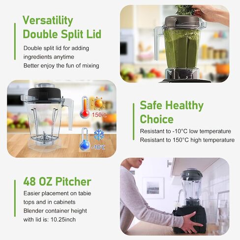 لإبريق خلاط Vitamix 48oz، يستبدل E310 320 Pro200 5200 6300 VM0197 56085 Classic Explorian Propel Commercial Series Blender Cup 48oz، لحاوية إبريق بديلة Vitamix، دعم لمدة 3 سنوات in Kuwait