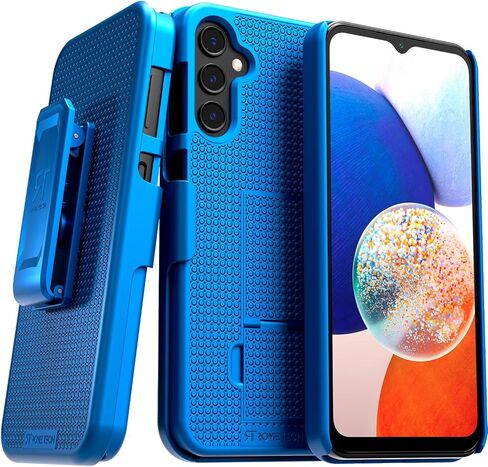 روم تيك جراب موبايل بمشبك حزام لموبايل سامسونج جالاكسي A14 شبكة الجيل الخامس 5G [SM-A146] جراب رفيع ومتين ومتين منزلق مع مسند متوافق مع جالاكسي A 14 شبكة الجيل الخامس 5G - خطوط سوداء in Kuwait