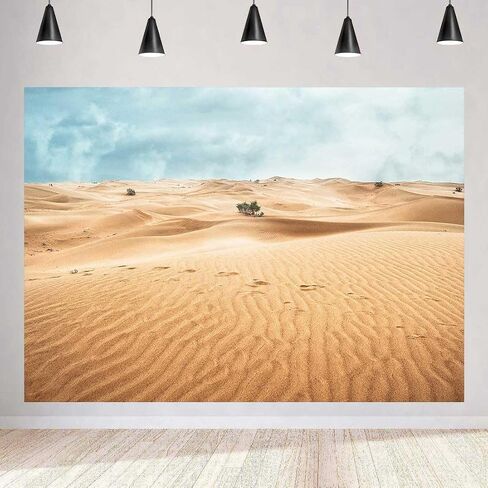 Desert Landscape Photography Backdrop Sand Dunes Sparse Green Shrub Plant Trees Blue Sky Natural Scenery Background (10x7ft) in Kuwait