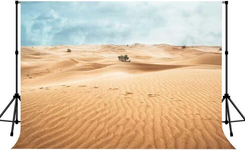 Desert Landscape Photography Backdrop Sand Dunes Sparse Green Shrub Plant Trees Blue Sky Natural Scenery Background (10x7ft) in Kuwait