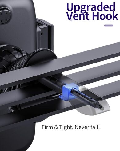 حامل هاتف لسيارتك، مع مشبك تهوية مطور، حامل هاتف قوي للسيارة بدون استخدام اليدين، حامل عالمي للهاتف الخلوي مناسب لهاتف iPhone Android وجميع الهواتف الذكية، أسود داكن in Kuwait