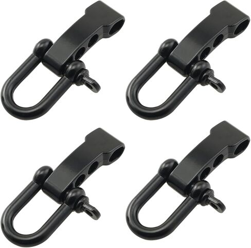 4 قطع من سبيكة المظلة بإبزيم سلكي قابل للتعديل على شكل حرف D وإبزيم من سبائك الزنك للاستخدام في الهواء الطلق DIY مظلة حبل سوار باراكورد للتخييم باللون الأسود in Kuwait