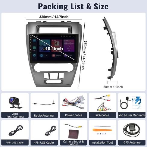 SIXWIN 1G+32G Android 13 Car Radio for Ford Fusion Mondeo Mustang 2009-2012 10.1 Inch Touch Screen with CarPlay Android Auto Mirror Link Bluetooth FM GPS Navigation HiFi WiFi SWC Backup Camera MIC in Saudi Arabia