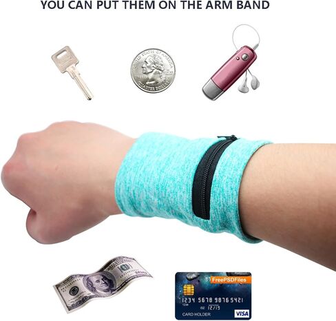 boshiho Unisex Zippered Wristband Pouch Runner’s Wrist Pocket Reversible Wrist Wallet in Kuwait