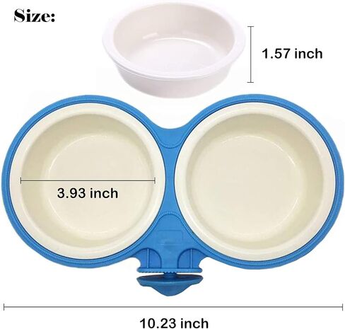 Pet Durable Bowl Cage Bowl,Pet Food Water Removable Bowls with Bolt Holder Hanging Cage Coop Cup Non-Skid Feeder Set Double Diners Portable for Feeding Dogs Cats Birds, Blue in Saudi Arabia