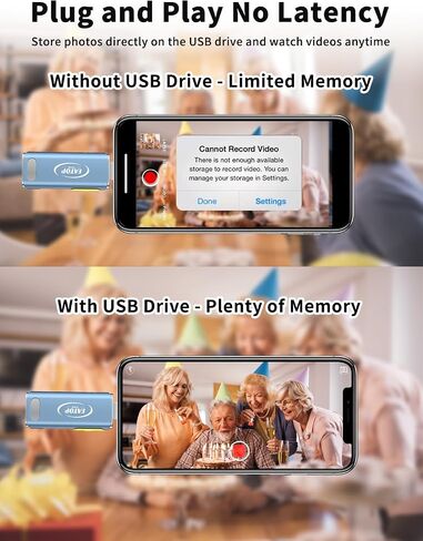 محركات أقراص فلاش بسعة 64 جيجابايت مخصصة لهاتف iPhone، مع محول USB C لهاتف iPhone 15، وتخزين شريحة الذاكرة للصور ومقاطع الفيديو المتوافقة مع iPhone iPad Android وأجهزة الكمبيوتر (أزرق) in Saudi Arabia