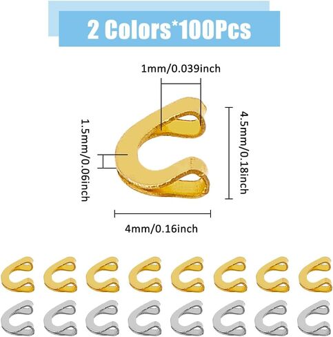 SUPERFINDINGS 200 قطعة بلونين لصيد الأسماك الدوارة Clevis وصلات نحاسية على شكل حرف U للمياه العذبة شفرة دوارة مضمنة مع فتحة 1 مم لملعقة الصيد الدوارة in Saudi Arabia