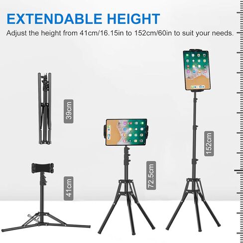 Cenawin 63" Tripod Floor Stand, Adjustable iPad Tripod Stand Holder, with 360° Rotating Tripod Mount for iPad Pro iPad Air iPad Mini 4.7-13.5" Tablet and Smartphones in Kuwait